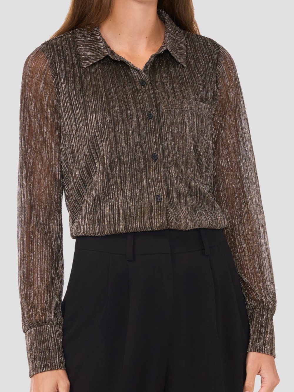 Halogen Metallic Button-Up Shirt